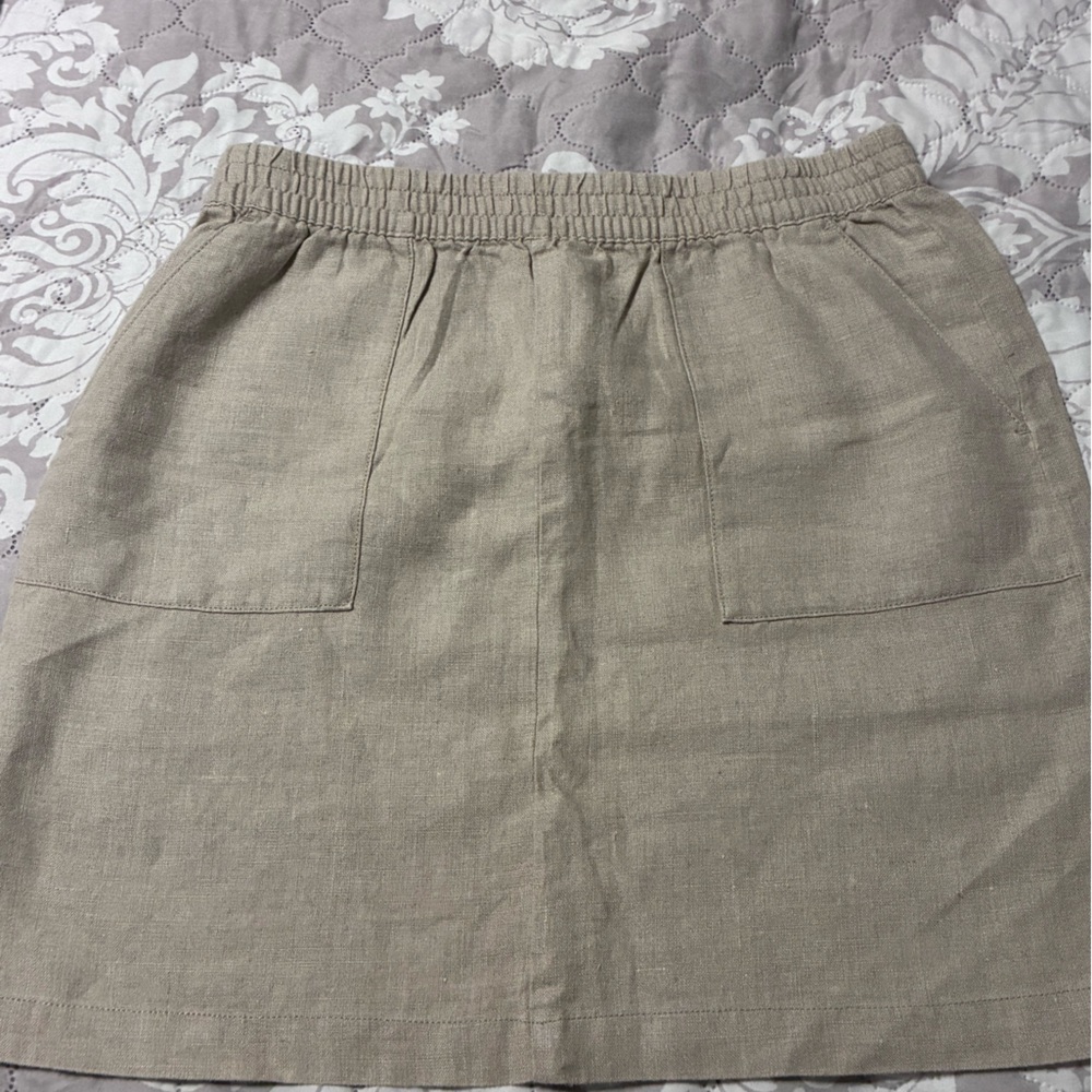 Garnet Hill Linen-Blend Mini Skirt in Taupe